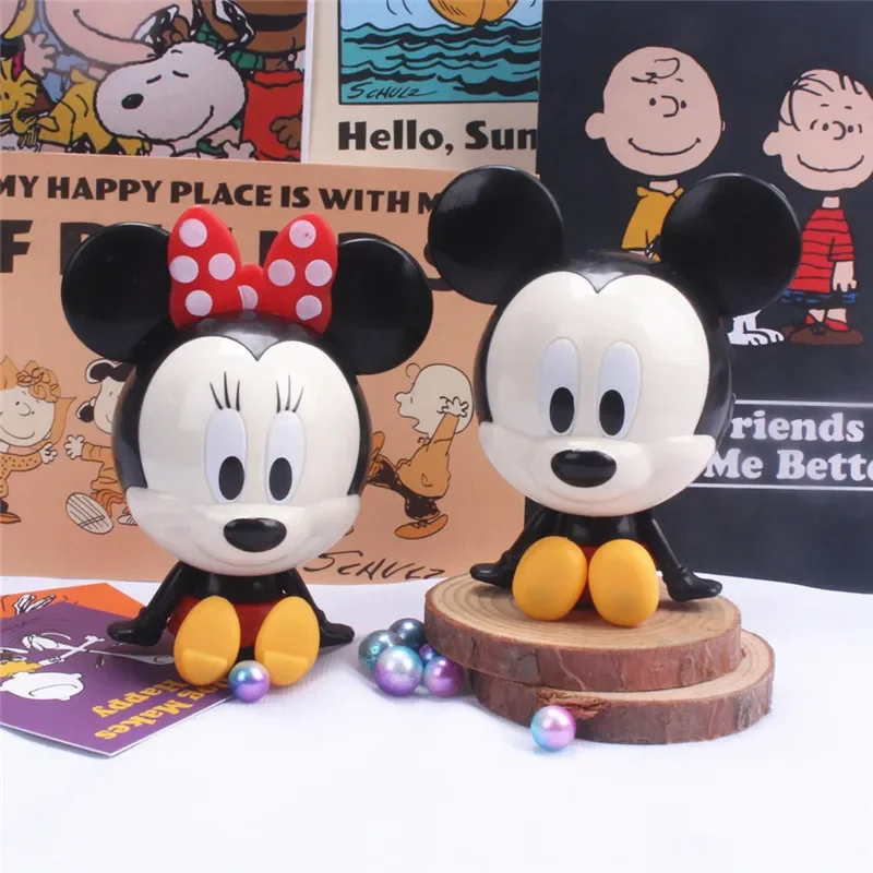 2pcs/lot miniso Minnie Figurine Sit Design Mickey Mouse PVC Doll Collectible Toys For Kids Brinquedos Gift