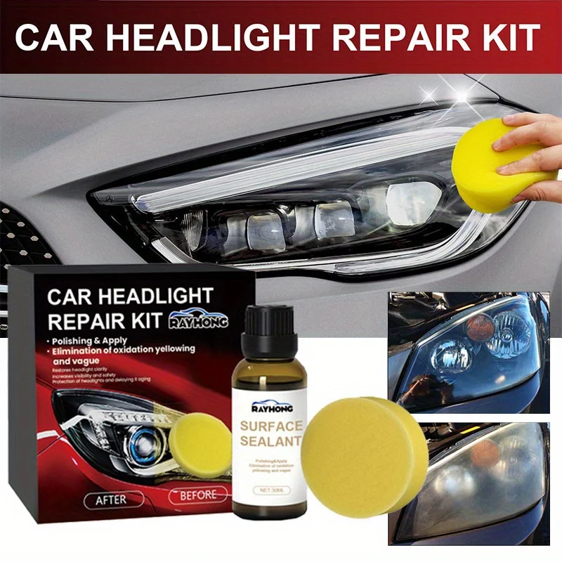 1 Set Headlight Repair Kit, Car Headlight Lampshade Scratches Stains Polishing Refurbishment Brightening Repair Fluid