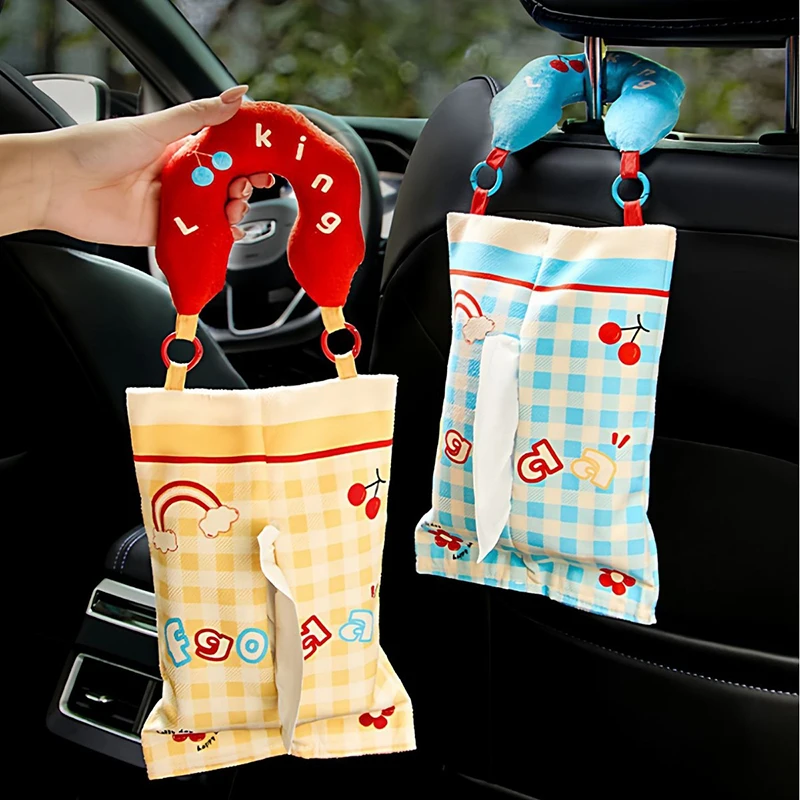 

Portable Hanging Car Tissue Holder Dispenser Box Storage Organizer Bag with Handle for Vehicle Auto Interior Decor Accessories