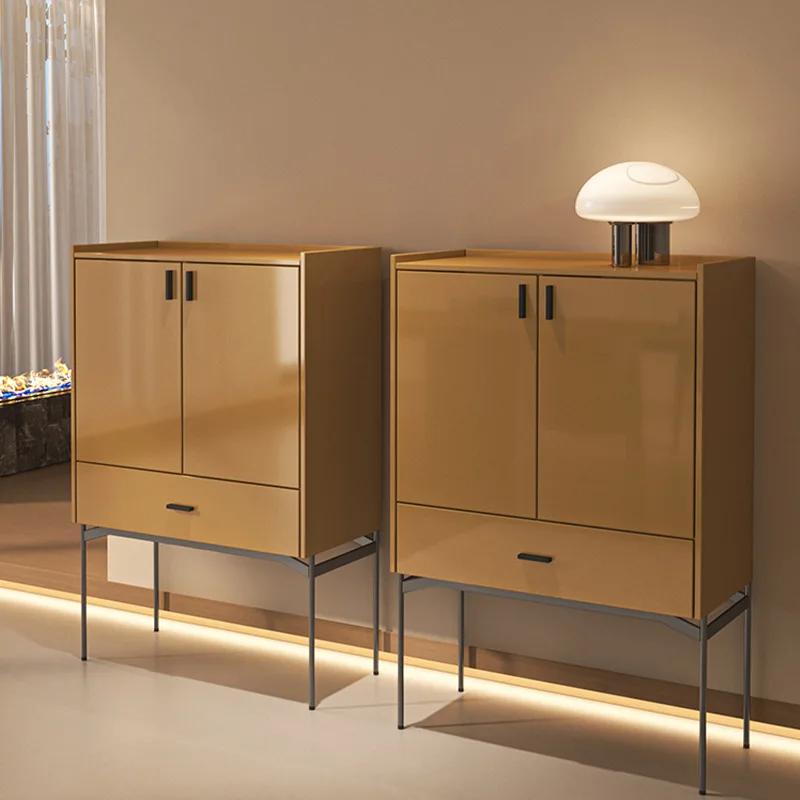 

Simple side cabinet light luxury high-footed bucket cabinet dining side cabinet room bedside table modern simple wall decorative