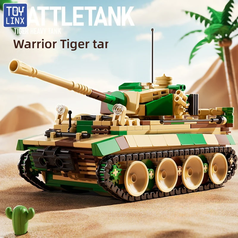 Building Blocks New Retrofit Resilience Tiger-style Boy Toy Tank Fighting Vehicle Model Armored Vehicle Children's Toy Gift Box