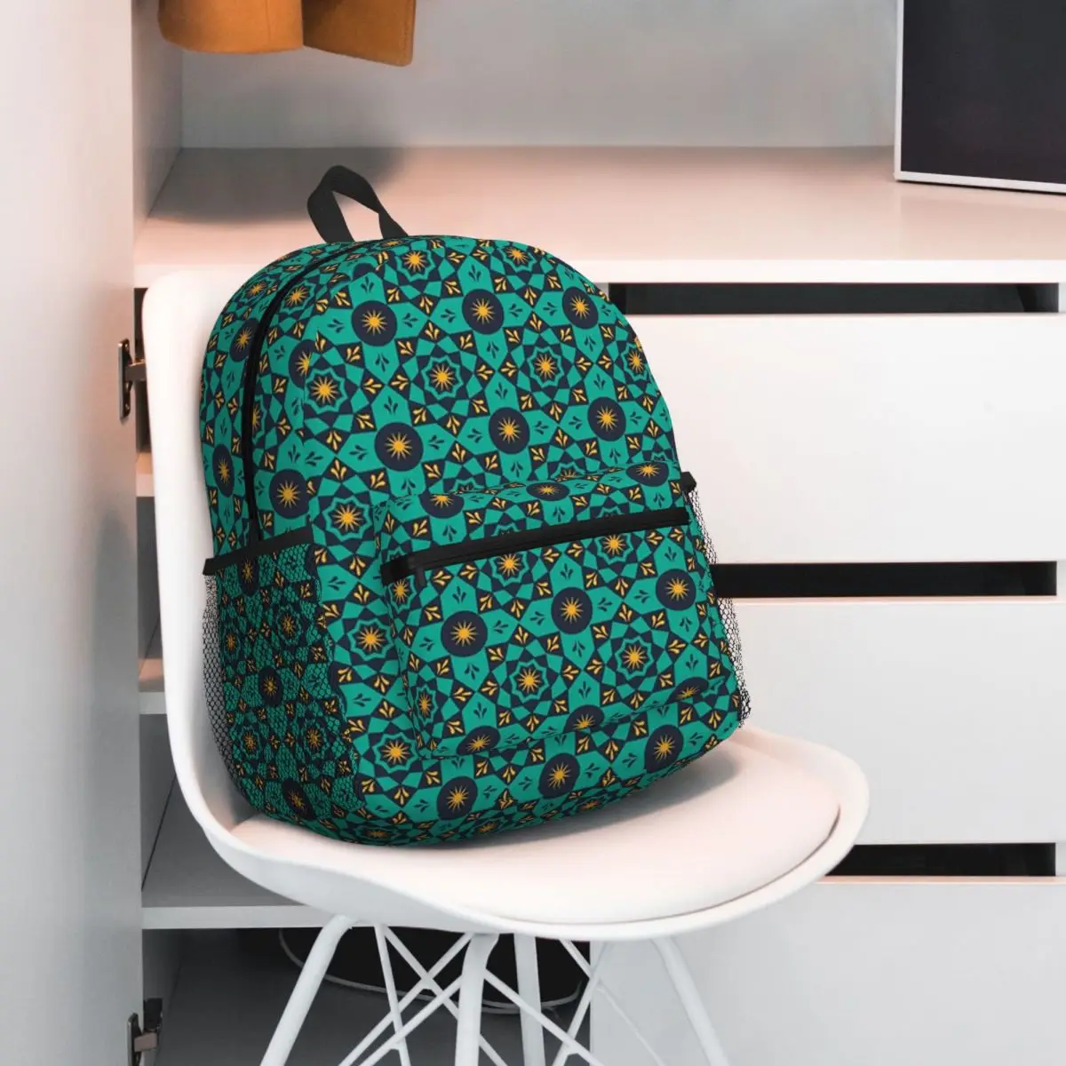 Traditional Sindhi Design Cool Sindhi Turquoise Design Backpack Daypack Boys Girls BookBag School Bag Shoulder Bag for Men Women