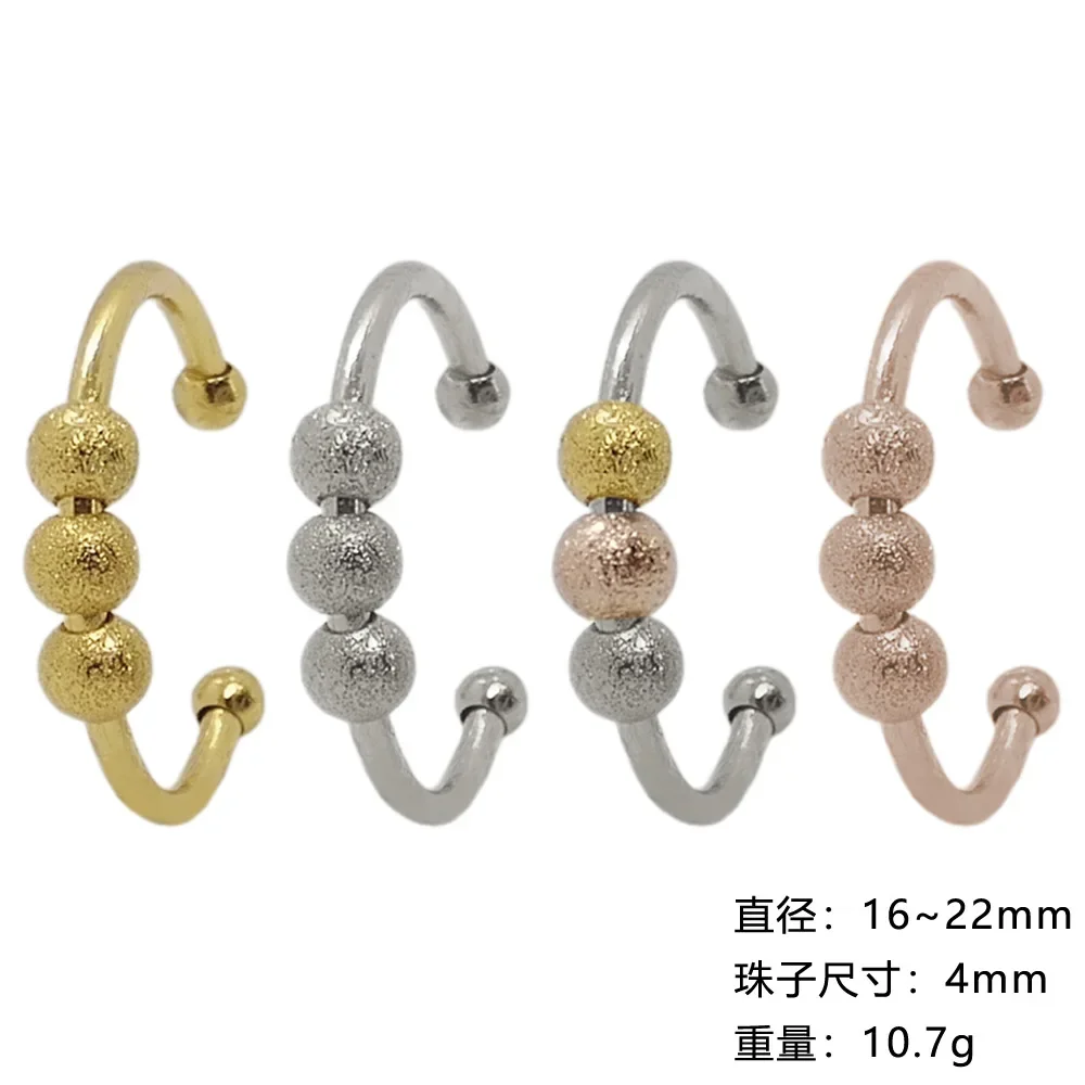 Anxiety Fine-tuning Three Beads Openning Ring for Women Spinner Fidgets Rings Rotate Spinning Anti Stress Accessories Jewelry