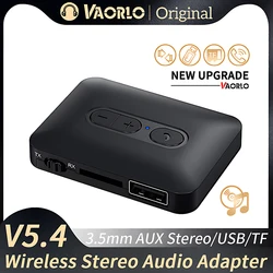 Bluetooth 5.4 Audio Receiver Transmitter USB U-Disk TF Card Play 3.5MM AUX Stereo Music Wireless Adapter With Mic For Car TV PC