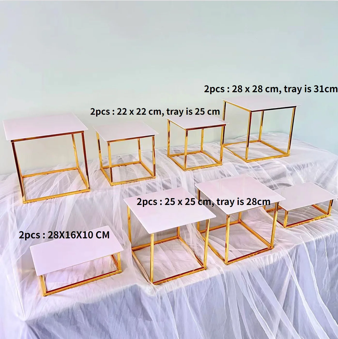 10-18PCS Goud Glanzend Metalen Cake Snack Stand Met Acryl Plaat Buffet Banket Decor Bruiloft Bloemen Dessert Tafel display Houder - afbeelding 1