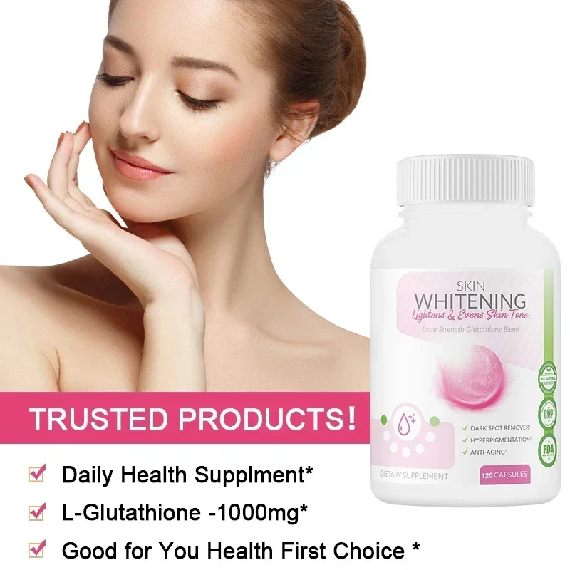 High Strength Glutathione 1000mg Blended Capsules Support Whitening, Brightening and Even Skin