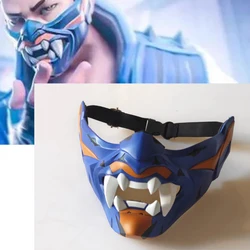 VALORANT Yoru Cosplay Mask Yoru Wig Game Valorant Yoru Cos Wig Short Blue Mixed Black Hair Valorant Unisex Half Face Masks