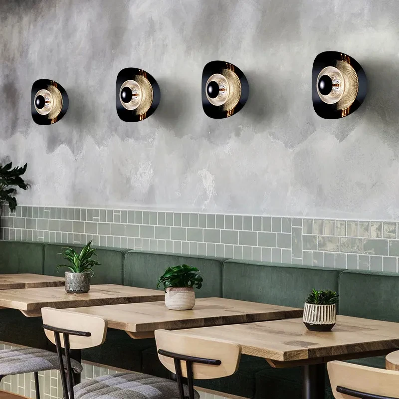 Modern Eye Shaped Wall Sconce Black Mirror Wall Lamp Bedroom Living Room Home Decor Lighting Fixture