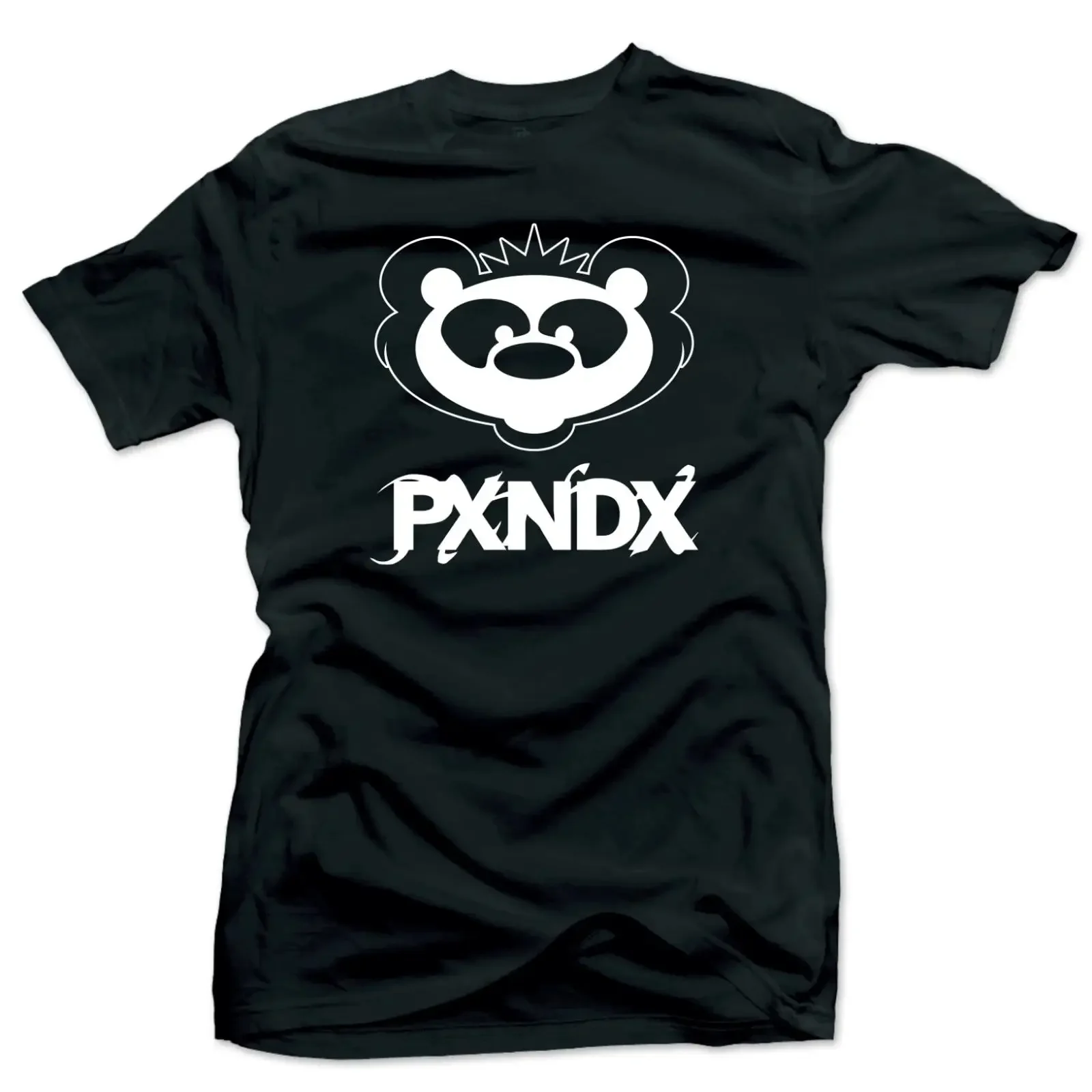 PXNDX PANDA Playera Negra, Camiseta Negra, Banda de Rock Monterrey México, Unisex, Vintage, Lavada, Versátil, Elástica