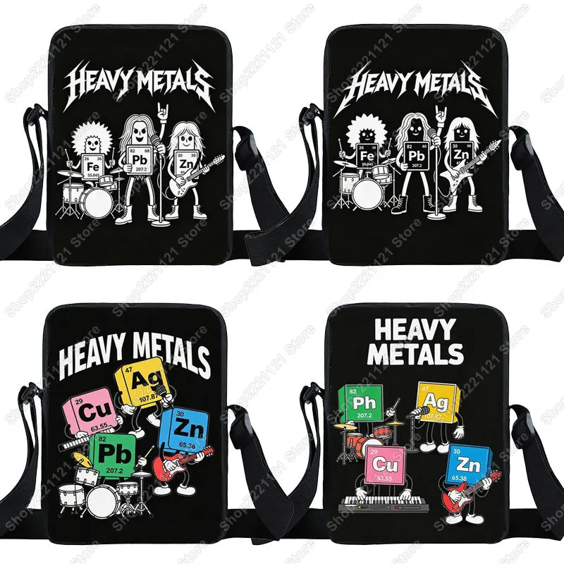 Heavy Metals Chemistry Periodic Table Rock Crossbody Bag Roll Music Women Handbag Phone Wallet Holder Messenger Bags Bookbag