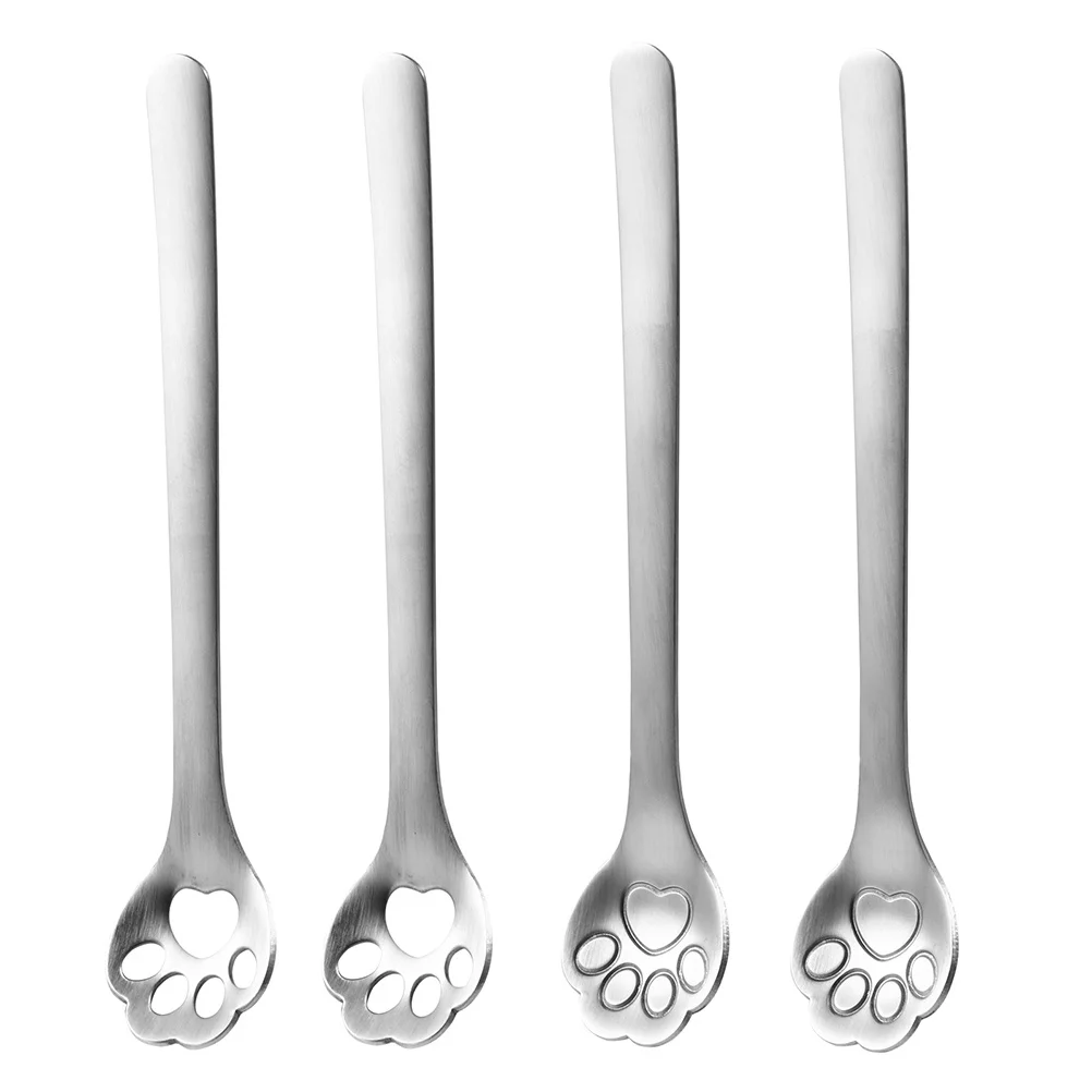 

4Pcs Creative Cat-Paw Coffee Spoons High-Grade Polished Stainless Steel Mixing Spoons for Tea Juice Cocktail Stirring Household