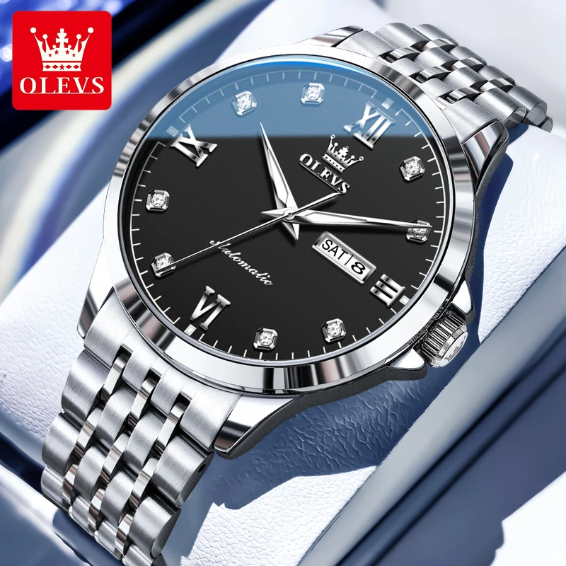 OLEVS Original brand Men's automatic watch fashion business watch for man Weekly Calendar waterproof mechanical men's watches