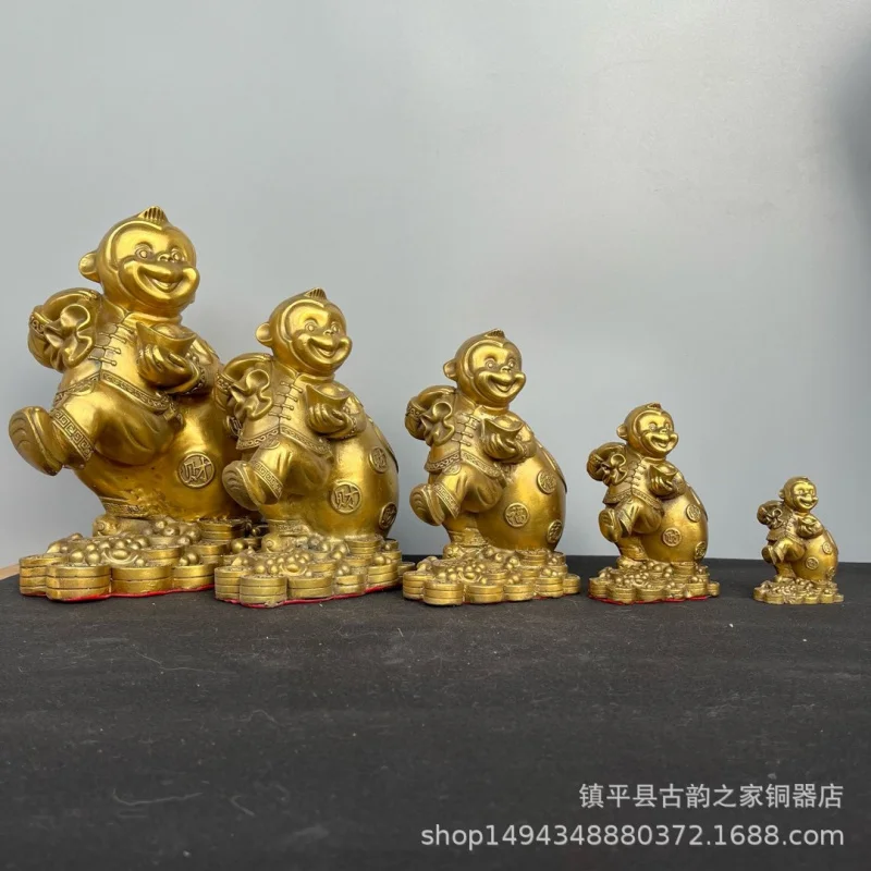 Twelve Zodiac Ornament Bronze Golden Wealth-Attracting Brass Metal Monkey Off
