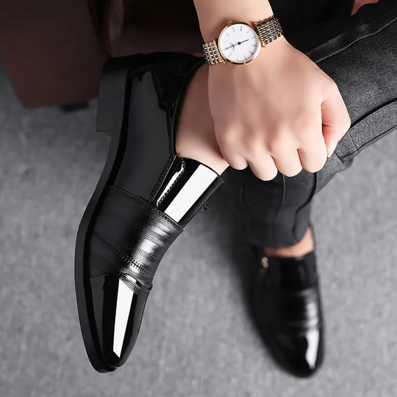 Classic Business Men\'s Dress Shoes Fashion Elegant Formal Wedding Shoes Men Slip on Office Oxford Shoes for Men Black