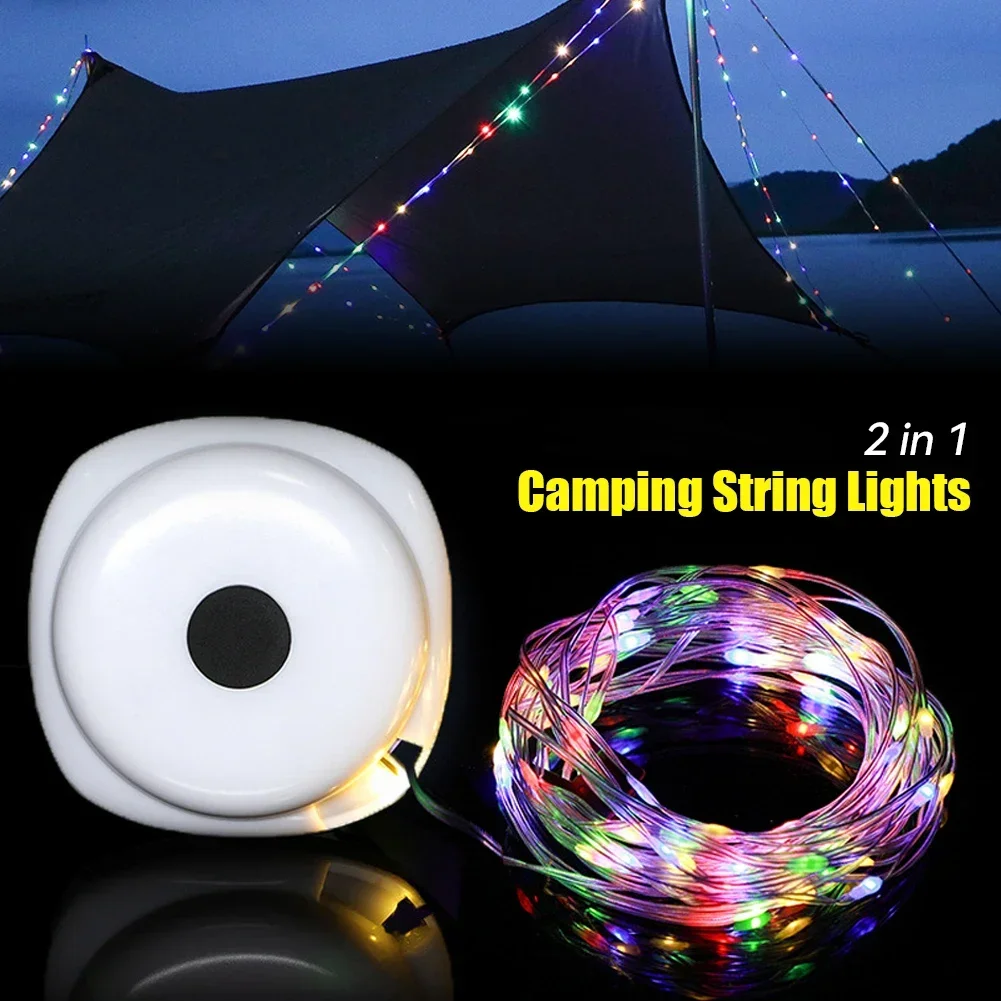 Camping Lichtslingers 33ft Licht Met Lantaarns 2 In 1 Ontwerp Campingverlichting 2000Mah Ipx6 Waterdichte Oplaadbare Zaklampen