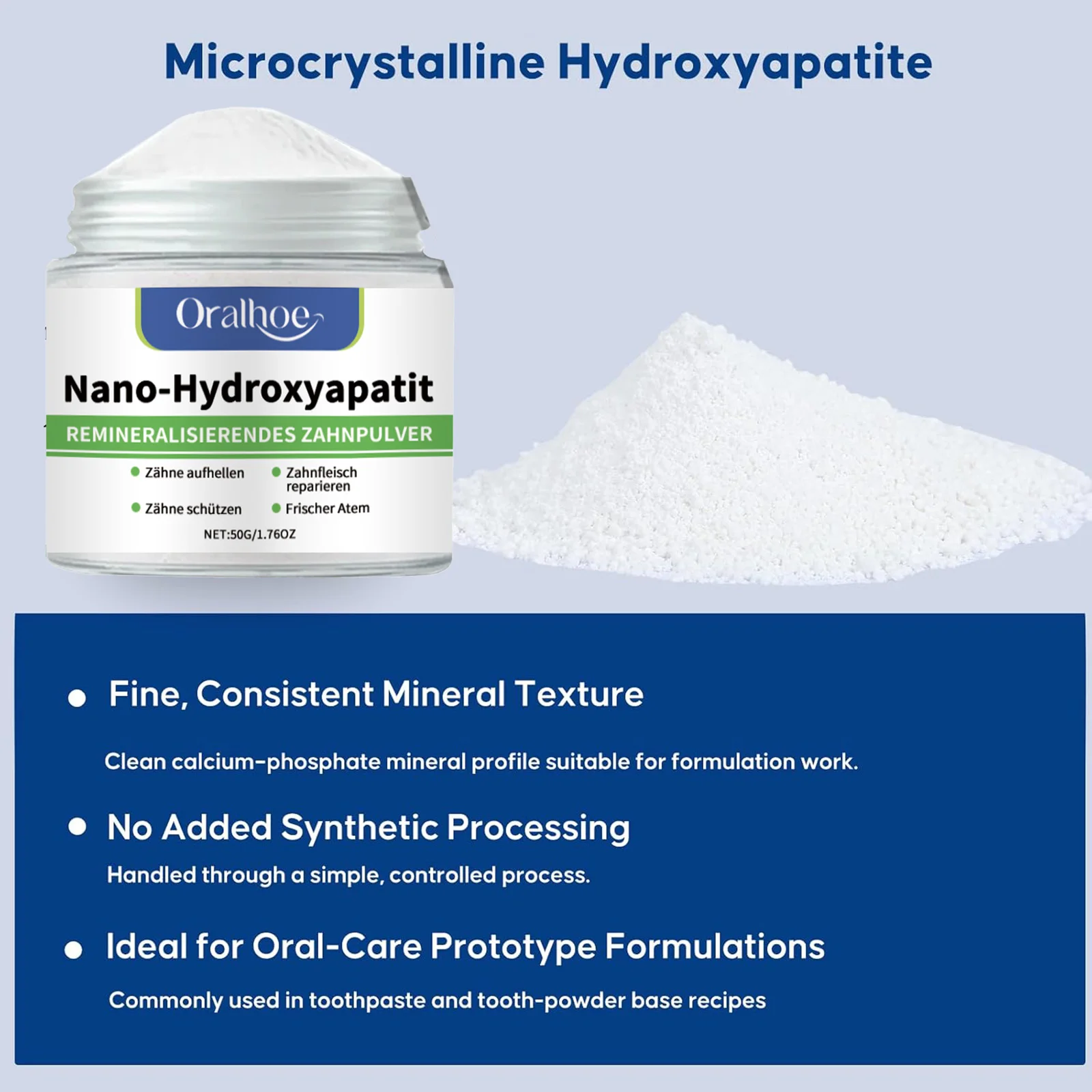 Hydroxyapatite Teeth Whitening Powder Removes Yellow Stains & Dental Calculus, Nourishes Gums & Freshens Breath Oral Care Powder