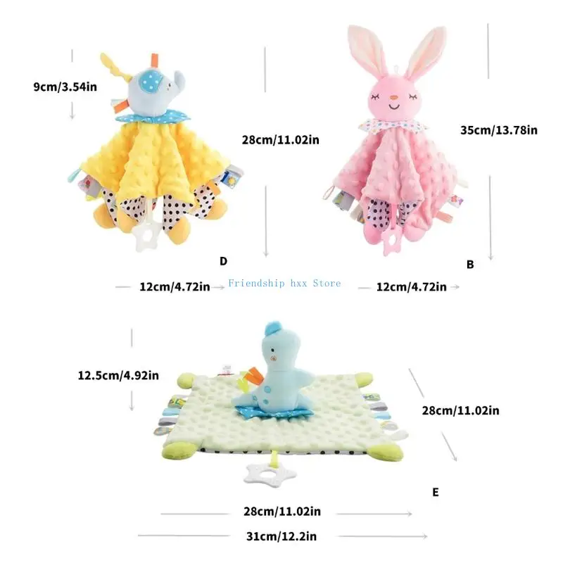 F1CB لينة تنفس الرضع بطانية أمان النسيج الآمن لعبة مهدئة المزاج القلق استرضاء منشفة لحديثي الولادة طفل