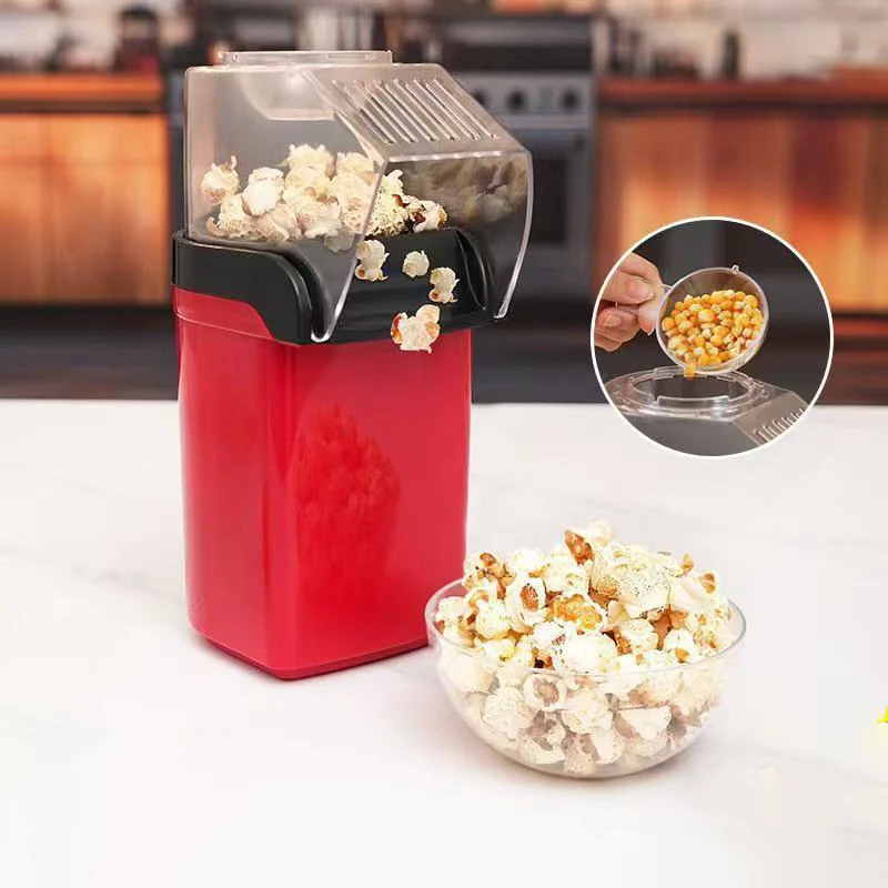 1PCS Mini Electric Popcorn Machine Fully Automatic High Popping Rate Air Popper For Home Kitchen Automatic Snacks Corn Maker