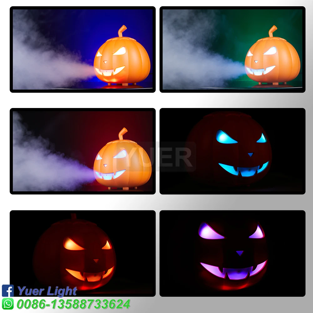 YUER 600W LED Pumpkin Smoke Machine Fog Machine With Lights Remote Stage Spray Equipment For Halloween Decor Haunted House Party