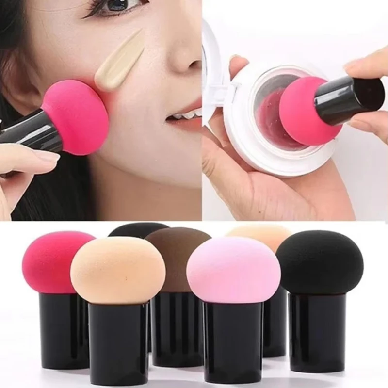 1/2 Stück Farbiger Pilzkopf-Kosmetikpuff mit Schutzkappe, Puderquaste für lose Puder und Foundation, Air Cushion Schwamm, Make-up Ei