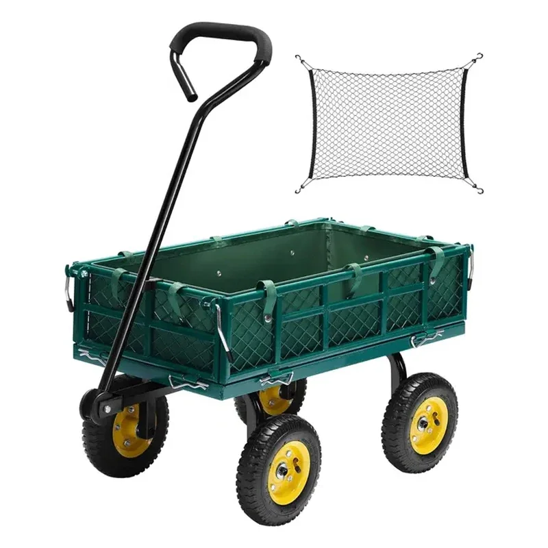 Steel Mesh Yard Garden Truck Wagon Trolley  Folding Steel Outdoor Beach Wagon Garden Farm Yard Tool Truck