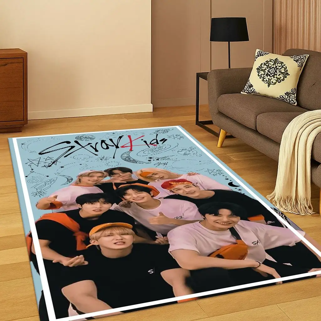 Kpop Star S-Stray Kids Hyunjin Teppich für Schlafzimmer, Wohnzimmer, Sofa, Zuhause, Fußmatte, Heimdekoration, Bereich Teppich, rutschfeste Bodenmatte, Geschenk