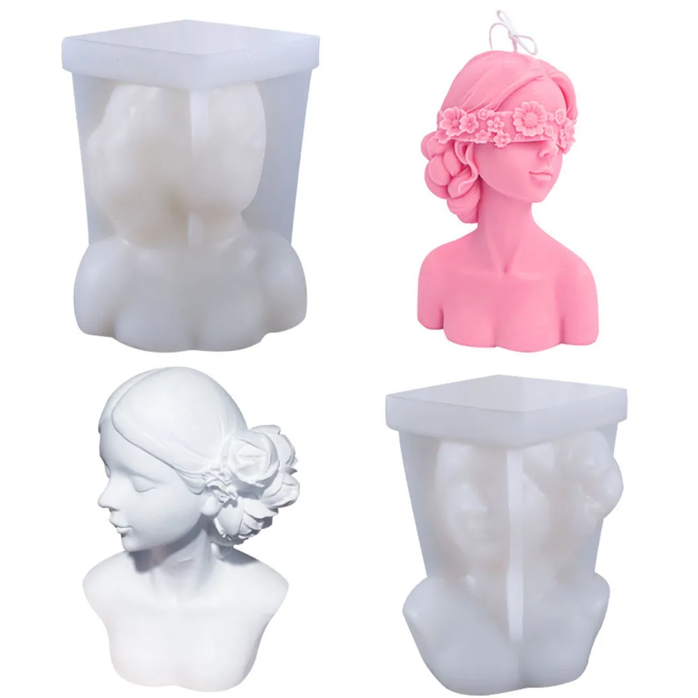 

DIY Closed-Eye Girl Aromatherapy Candle Mould Blindfolded Debate Beauty Plaster Resin Mold Silicone Mold Candle Making Molds