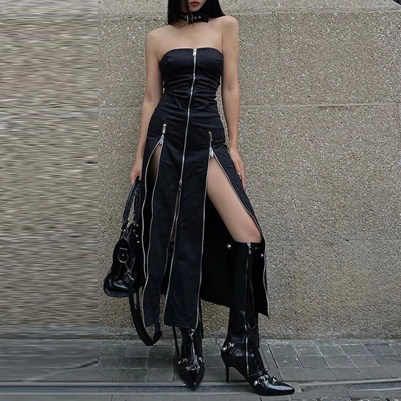 goth midi dress Goth Wide Sleeve Qipao Midi Dress  MAUVSTUDIO