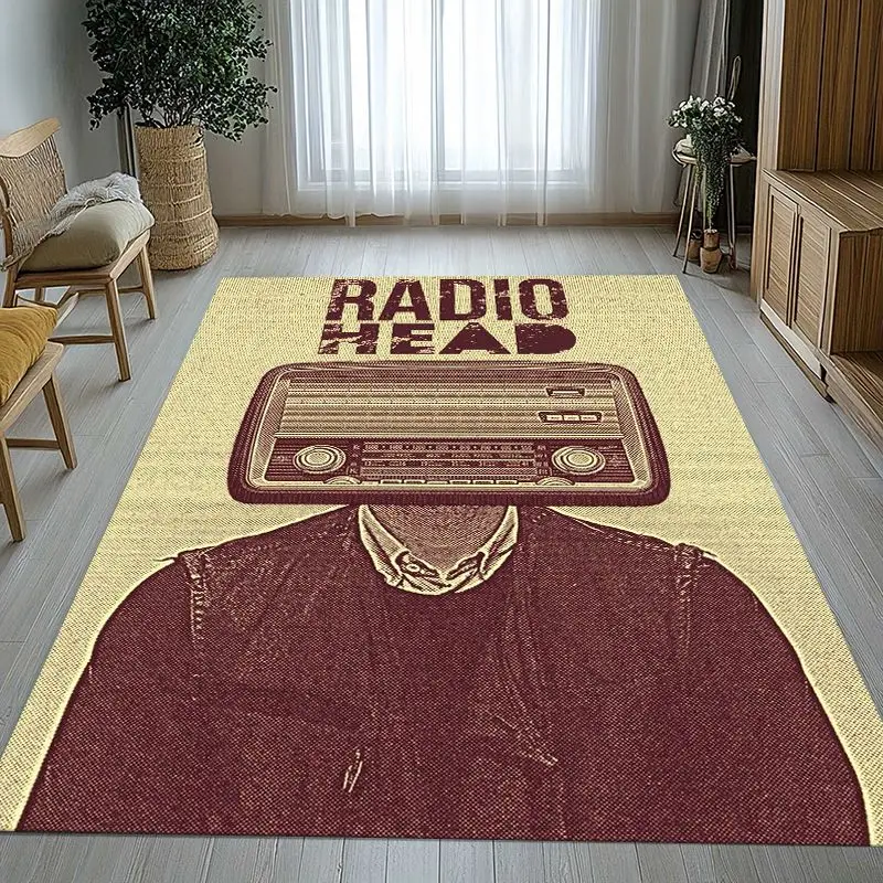British Rock Band R-Radiohead Soft Non-Slip Large Area Rug for Living Room,Bedroom Playroom Carpet Mat for Sofa,Home Decor Gift
