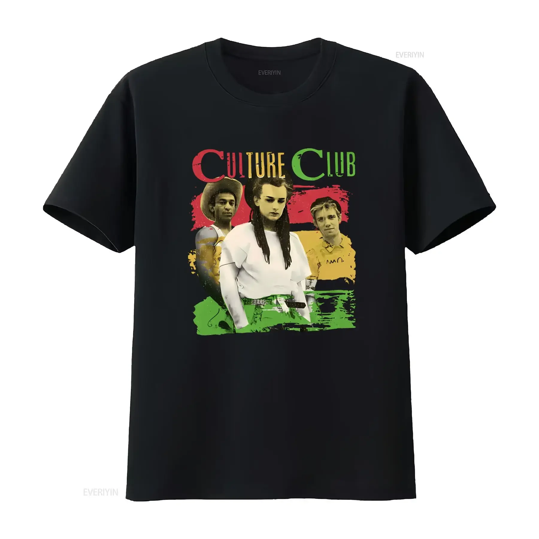 Vintage 80's Culture Club Band Group Photo T Shirt Official Boy George Design Retro Music Fan  vintage Washed Stretched Unisex
