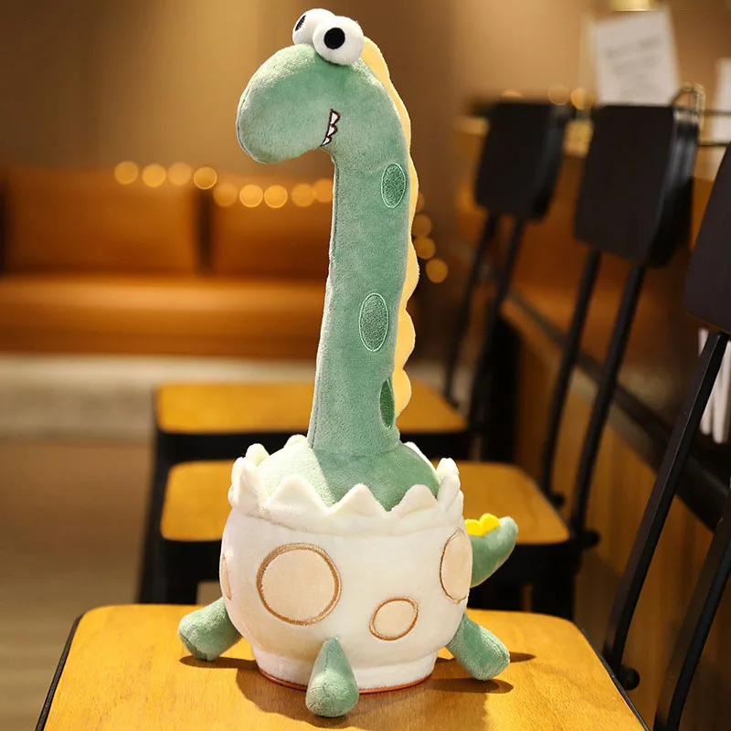 Elektryczny pluszowy dinozaur dla niemowląt, śpiewający, świecący, miękka poduszka do rzucania, dekoracje, prezent urodzinowy dla dzieci.