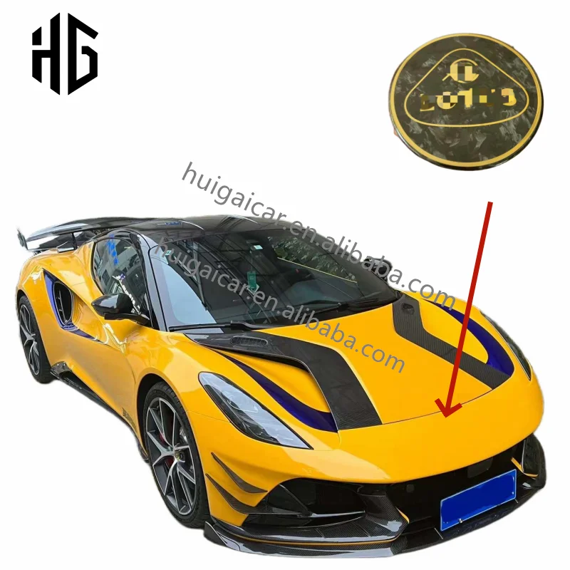 Factory Direct Dry Carbon Fiber Front Bumper Hood Logo Of Mark Auto Accessories For 2021 Lotus Emira Body Kit