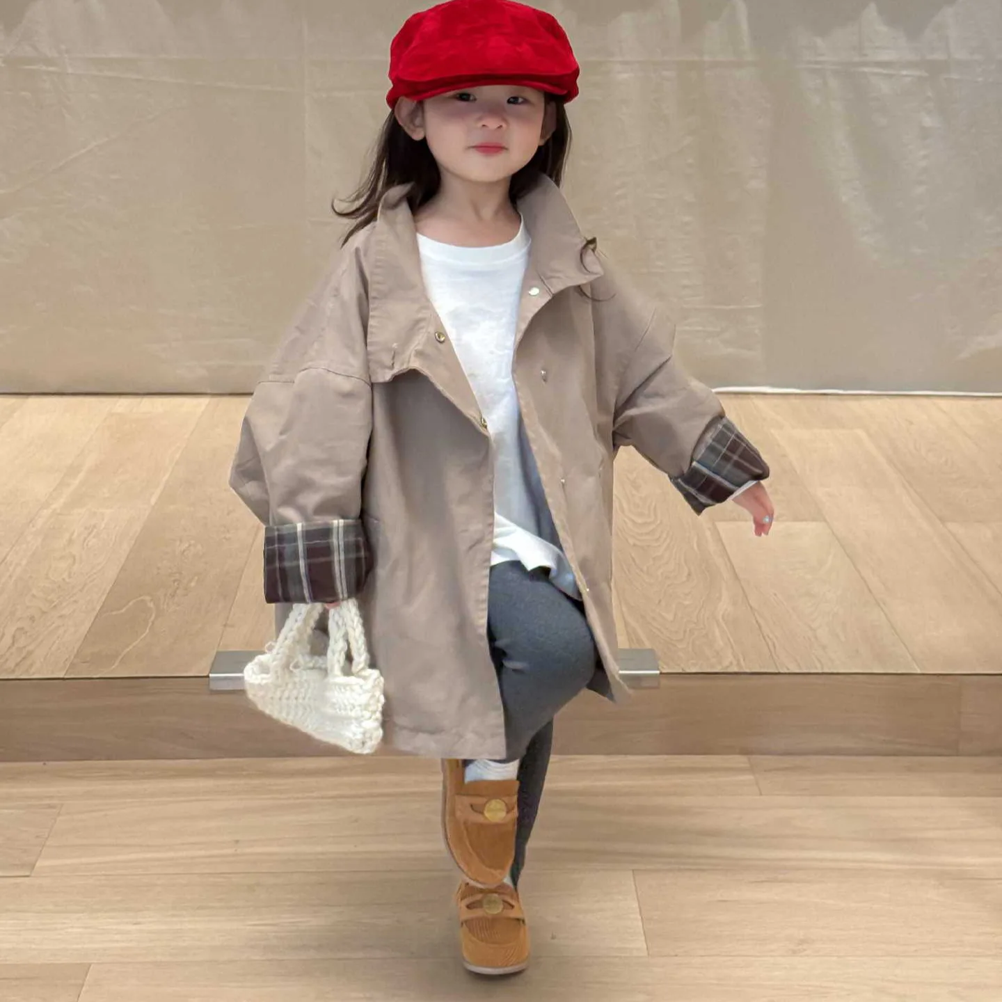 2025 Autumn New Children's Clothing Stand-up Collar Single-breasted Medium and Long Trench Coat Children's Suit