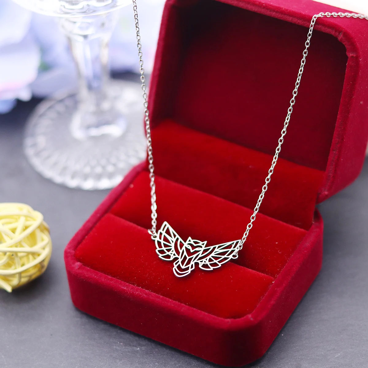 Todorova Animal Stainless Steel Hollow Openwork Owl Design Pendant Necklaces For Women Bird Pendant Choker Necklace Jewelry