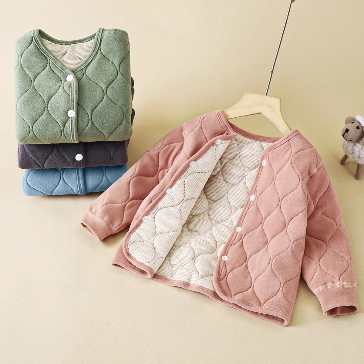 Children's warm liner autumn and winter new girls' thickened jacket cotton coat boys' three-layer padded clothing