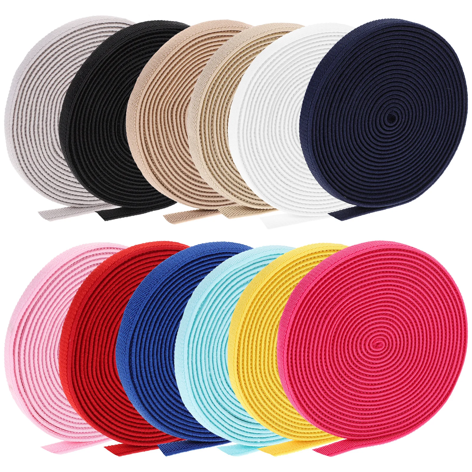

12Pcs Elastic Bands Widen Sewing Stretch Flat Straps High Elasticity Colored Bands for Clothing Crafts Elastic for Sewing
