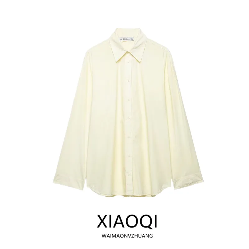 

Весна-Лето 2026: Новинка! Модная женская рубашка свободного кроя с длинным рукавом и воротником, универсальная, для делового повседневного стиля