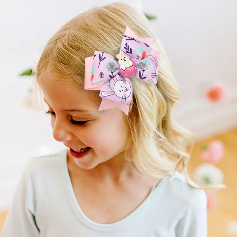 1pc Boutique Hair Bows Clip For Girls Cute Rabbit Chick Hair Clips Headware Kids Handmade Hairpin Barrettes Hair Accessories