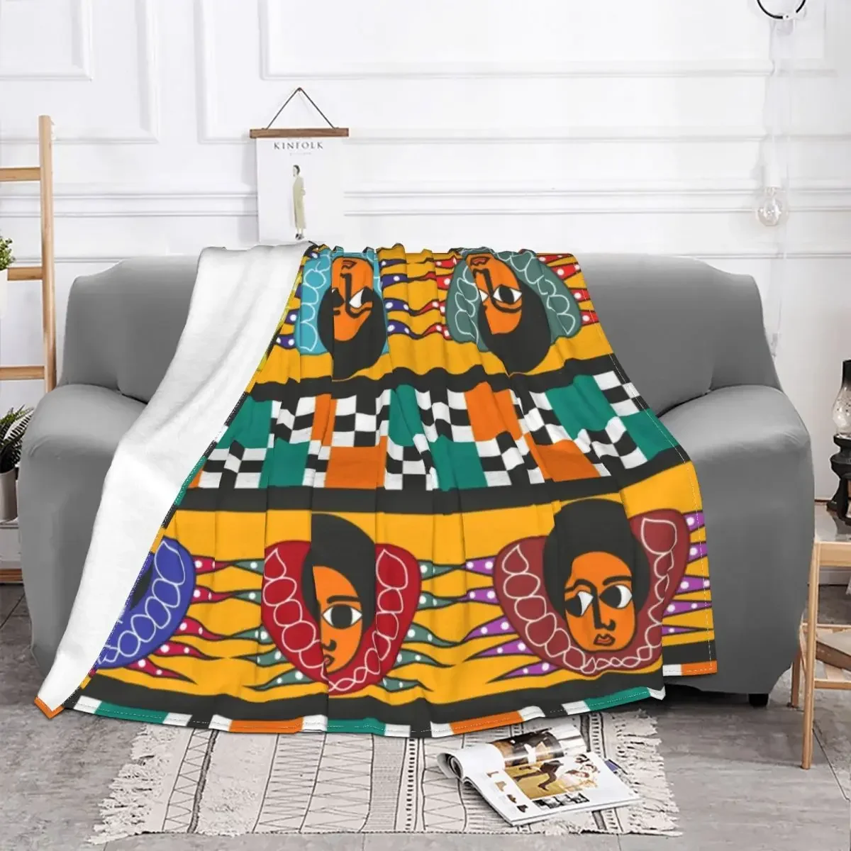 

Ethiopian Art Plaid Baby Blanket Sofa Cover Fleece Winter Multifunction Painting Lightweight Throw for Bed Car Bedspreads