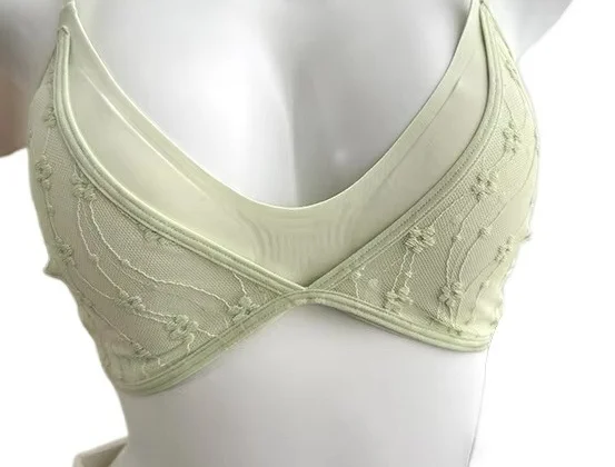 KUCLUT Lace Lingerie for Women's Summer, Thin, Large-bust, Slimming, Lace-curving, Triangular Cup, Beautiful Back, Seamless Bra