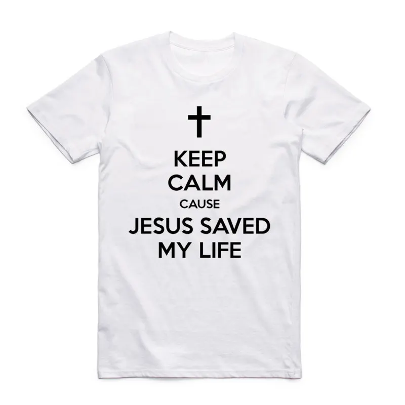 

2025 Print Jesus Saved My Life T Shirt Savior God Religion Prayer Faith Christian T Shirt O-Neck Short Sleeve T-shirt HCP959