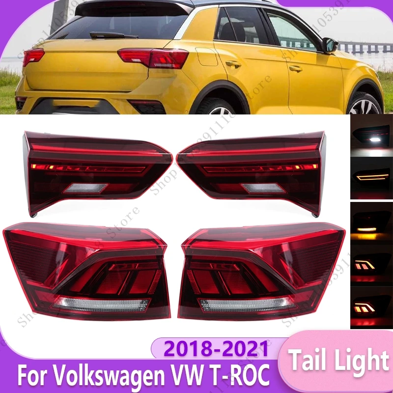 Car Tail Light Assembly Rear Turn Signal Light Fog Lamp Brake Lamp Reversing Light Taillamp For Volkswagen VW T-ROC 2018-2021