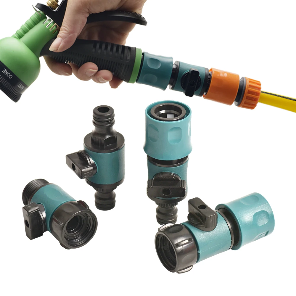 2pcs/set Easy-Install Quick-Connect Hose Adapters with Shut-Off Valve, Compatible with Garden Water Guns and Car Wash Guns