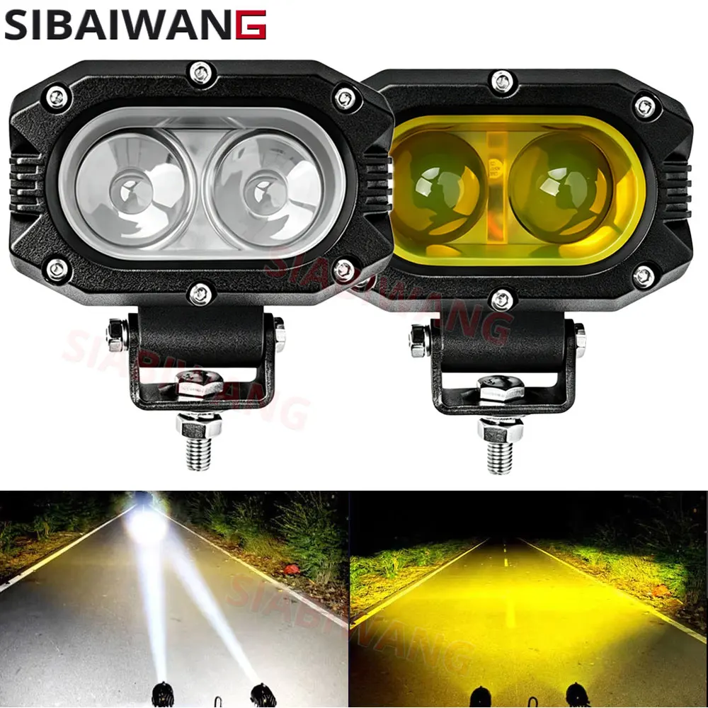 Additional Motorcycle LED Spotlight 6000K 4300K Lens Moto Led Headlights Work Fog Driving Lights Bar for BMW ADV Accessories 12V