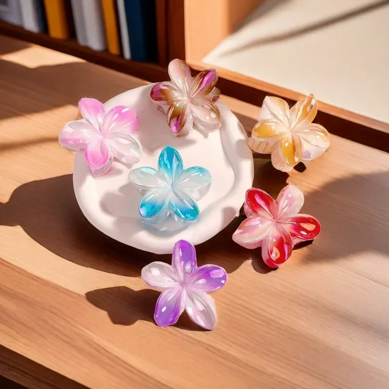 New Trendy Gradient Flower Hair Clips Women Bohemia Fashion Vintage Beach Cute Clips Girls For Casual Lovely Egg Flowers Hairpin