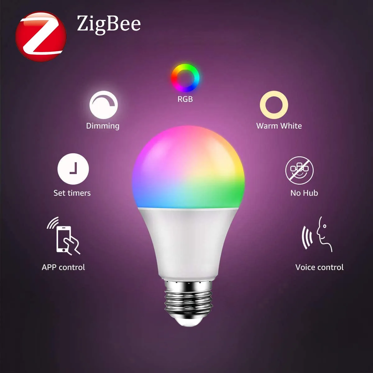 لمبة Tuya Wi-Fi الذكية الجديدة - RGB Zigbee Stepless Dimming & CCT قابلة للتعديل مع تطبيق Alexa Hue SmartThings - AC110V-220V