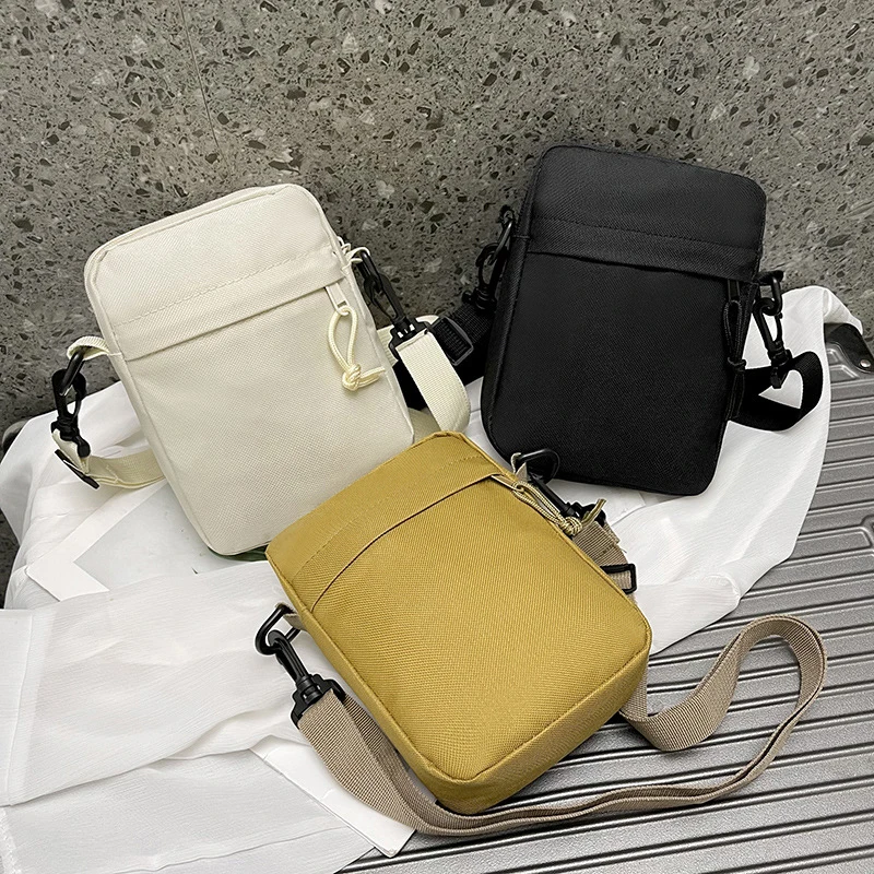 Oxford Cloth Mini Casual Small Zipper Crossbody Pouch Simple Shoulder Bag Men Mobile Phone Bag