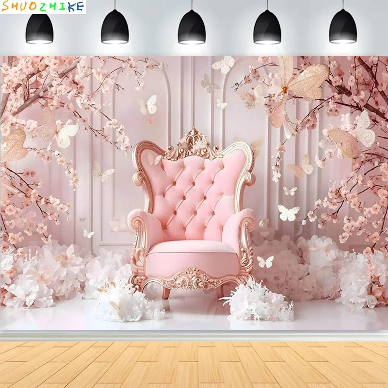 استحمام الطفل حفلة عيد ميلاد سعيد خلفيات للتصوير الفوتوغرافي الوليد الاطفال منطاد الهواء الأميرة الغابة الاستوائية صورة خلفية BB-44