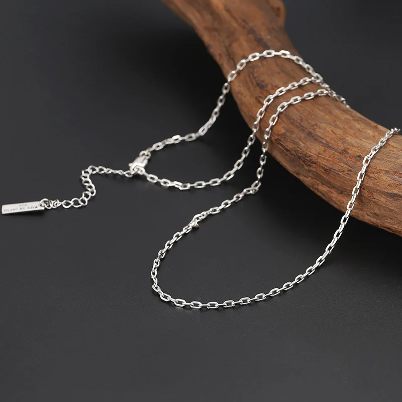 

S925 sterling silver jewelry stylish simple 2mm clavicle thin chain popular k-style letter corner necklace