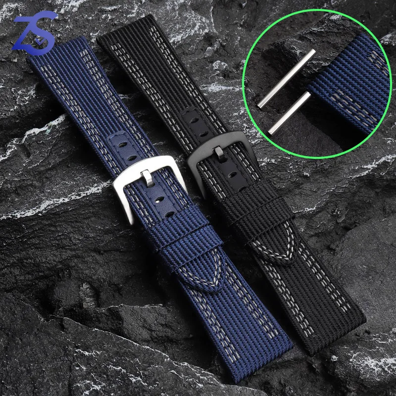 22mm 24mm 26mm Nylon Watch strap leather bottom watchband For panerai PAM441 PAM111 PAM0098 watches band thick canvas bracelet